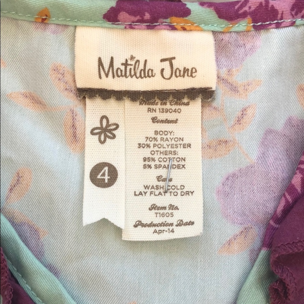 • Matilda Jane • Floral Girls Top Purple 4 - Picture 3 of 4